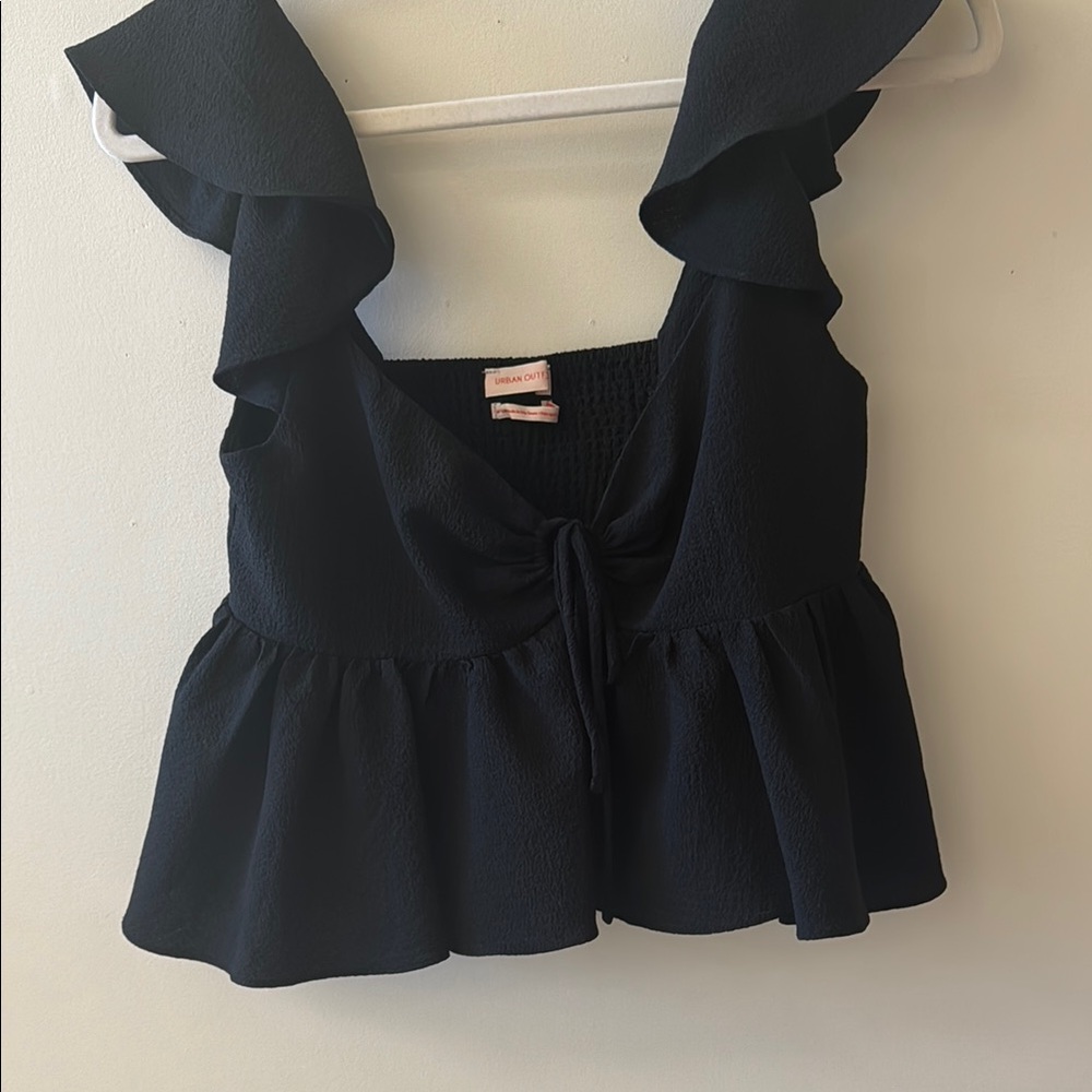 Urban Black Ruffle Top